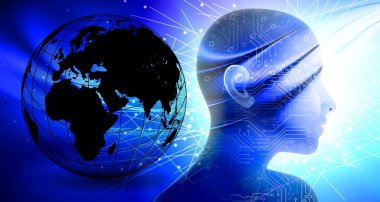 İnsan beyniyle soyut bir arka plan. 3d illüstrasyon