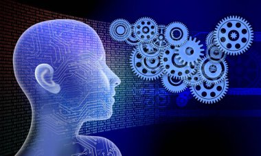 Siyah arka planda bir adamın 3D görüntüsü