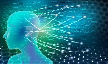 Soyut yapay zeka kavramı. 3d oluşturma