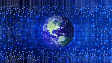 Dijital arkaplanda internet bağlantısı ve teknoloji unsurları