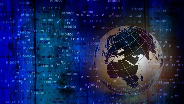 Soyut elementler ve simgelerle dijital teknolojinin 3D görüntülenmesi