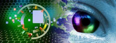 Bir insan gözünün gelecekteki çiziminin dijital illüstrasyonu