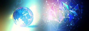 Soyut teknoloji arkaplanının, dişli ve ikili kodlu dijital bileşimi