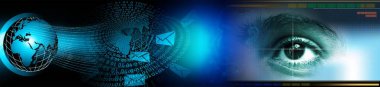 göz siber teknoloji konsepti, dijital siber uzay sistemi, internet ve ağ temalı grafik elementleri