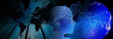 Koyu arkaplanda ikili kodlu insan elinin dijital bileşimi