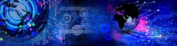 İnsan beyni ve dişli tekerlekleri olan soyut bir arkaplan