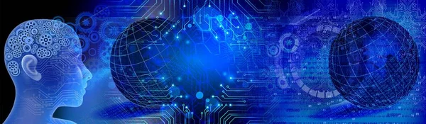 Soyut fütüristik teknoloji geçmişi. dijital yapay zeka. Bilim konsepti, 3D görüntüleme