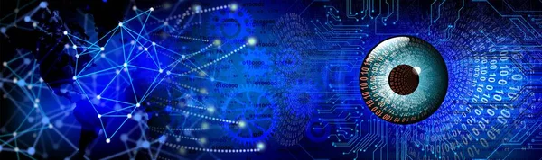 Göz siber devre arkaplanının dijital illüstrasyonu