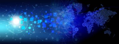 Vites ve dişli tekerlekleri olan soyut bir arka plan. teknoloji kavramı.