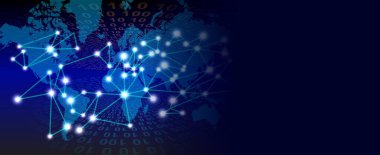 İnternet konsepti-küresel ağ, iletişim, teknoloji arka planı, 3d illüstrasyon, gradyan ile modern soyut geometrik şablon