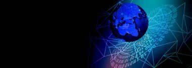 dijital küre, küresel ağ ve bağlantı konsepti, 3D görüntüleme