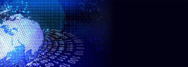 Karanlık bir arkaplanda ikili kod. Soyut gelecek teknolojisi elementleri. 3d illüstrasyon