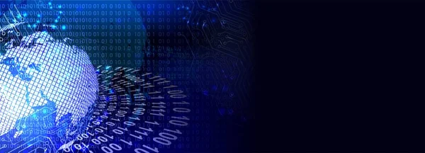 Karanlık bir arkaplanda ikili kod. Soyut gelecek teknolojisi elementleri. 3d illüstrasyon