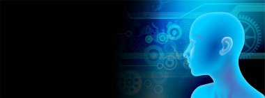 Teknoloji arka planının ikili kodlu dijital bileşimi ve parlayan ışık ve neon ışıklı bulut