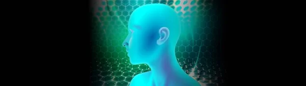 Rendering Abstract Human Brain Digital Technology Concept Background — Zdjęcie stockowe