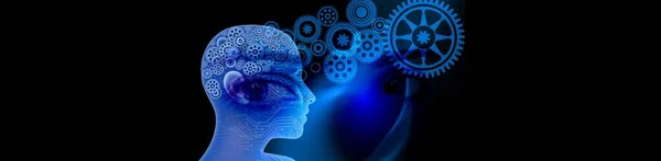 Brain Technology Concept Abstract Illustration Artificial Intelligence Gears Gear — Stok fotoğraf