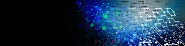 Parlak çizgiler ve noktalarla soyut bir arkaplan. yüksek teknolojili 3D çizim. fütürist tasarım.