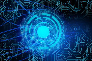 Siyah arkaplandaki mavi ve beyaz noktaların soyut vektör çizimi