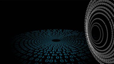 Siyah arkaplanda ikili kod. soyut illüstrasyon.