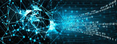 İkili kod ve dijital elementlerle soyut arkaplan