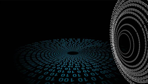 Siyah arkaplanda ikili kod. soyut illüstrasyon.