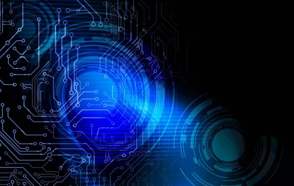 Mavi ve beyaz devre kartı olan soyut teknoloji arka planı