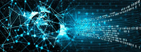 İkili kod ve dijital elementlerle soyut arkaplan