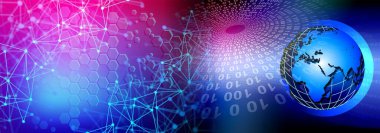 Dünya ve küre ile soyut bir arkaplan. 3d oluşturma