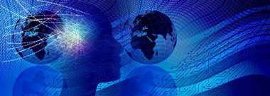 İkili kod arka planına sahip dijital dünya