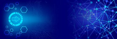 Moleküller ve teknoloji konseptiyle soyut bir arkaplan. parlayan çizgiler ve noktalar.