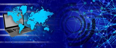 dizüstü bilgisayar ve harita ile dijital teknoloji kavramı