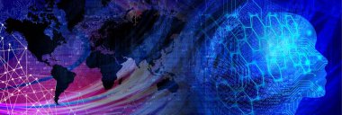 İnsan beyniyle soyut arkaplan