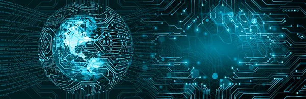 yapay zeka kavramı, siber güvenlik, dijital veri ve küresel bağlantı teması grafiği