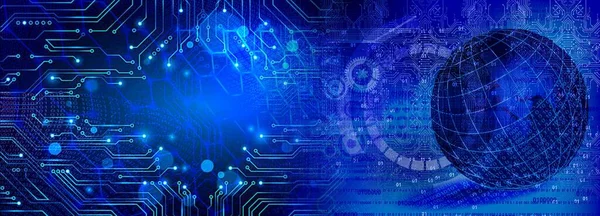 İkili kod ve devre kartı ile soyut arkaplan