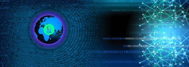 Dijital dünya küresi ve soyut arkaplan. kavram teknolojisi, internet ve ağ oluşturma.