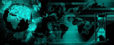 Dünya haritası ve ikili kodu olan iş adamlarının dijital bileşimi