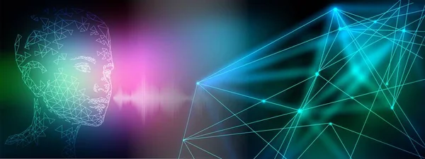 Abstract Background Glowing Lines Dots Technology Concept Rendering — Stock fotografie