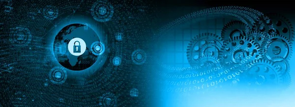 İkili kod arka planına sahip siber işlerin dijital illüstrasyonu