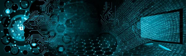 Siber güvenlik kavramı. Parlayan elementler ve noktalarla soyut bir arkaplan. Teknoloji ve internet teması. 3d illüstrasyon