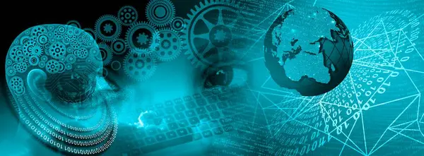 Küresel ve dişli dünya haritası. Küresel iş ve teknoloji kavramı.