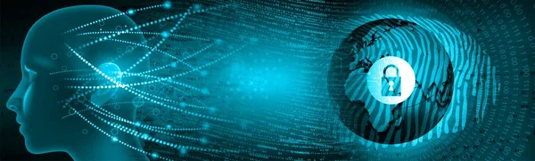 Asma kilit ve simgelerle insan kafasının dijital bileşimi