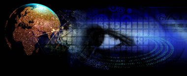 küresel ağ teknolojisi ve İnternet konsept küresi ve dünya haritası