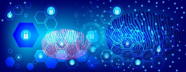 Siber güvenlik kavramı. İkili kod ve sayılarla soyut arkaplan.