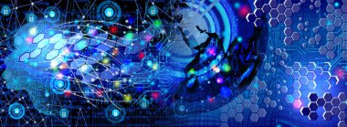 İnsan beyni ve ikili kodlu soyut arkaplan