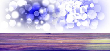 Boş tahta masa ve bulanık arkaplan