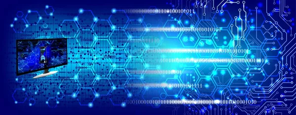 Mavi ve parlak noktalı soyut bir arkaplan. teknoloji kavramı.