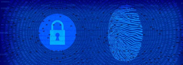 digital illustration of fingerprint icon. modern futuristic technology protection security.
