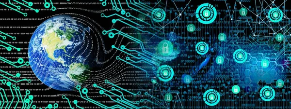 Dünya bağlantısı olan soyut bir arkaplan. küresel iş. İnternet ağının dijital illüstrasyonu.