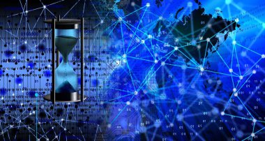 Kum saati ve ikili kodlu soyut arkaplan