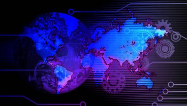 Dünya haritası ve küresi olan soyut arkaplan